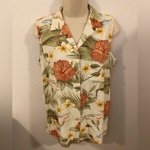 Big Dogs Cream Boxy Button Down Shirt with Notched Collar
